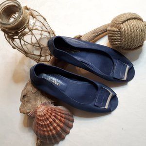 Camilla Albani Leather Peep Toe Ballet Flats